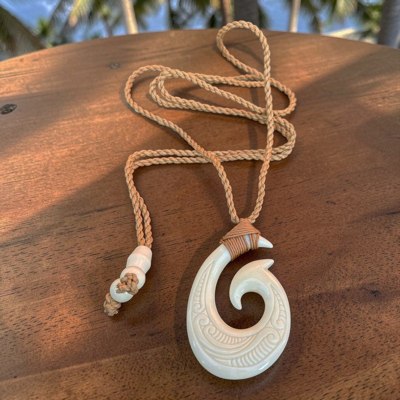 Buffalo Bone Fish Hook w/ Engravings