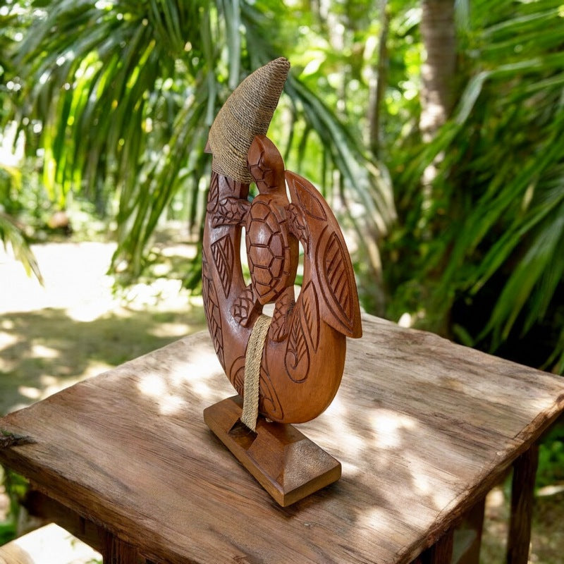Hawaiian Fish Hook w/ Turtle on Stand