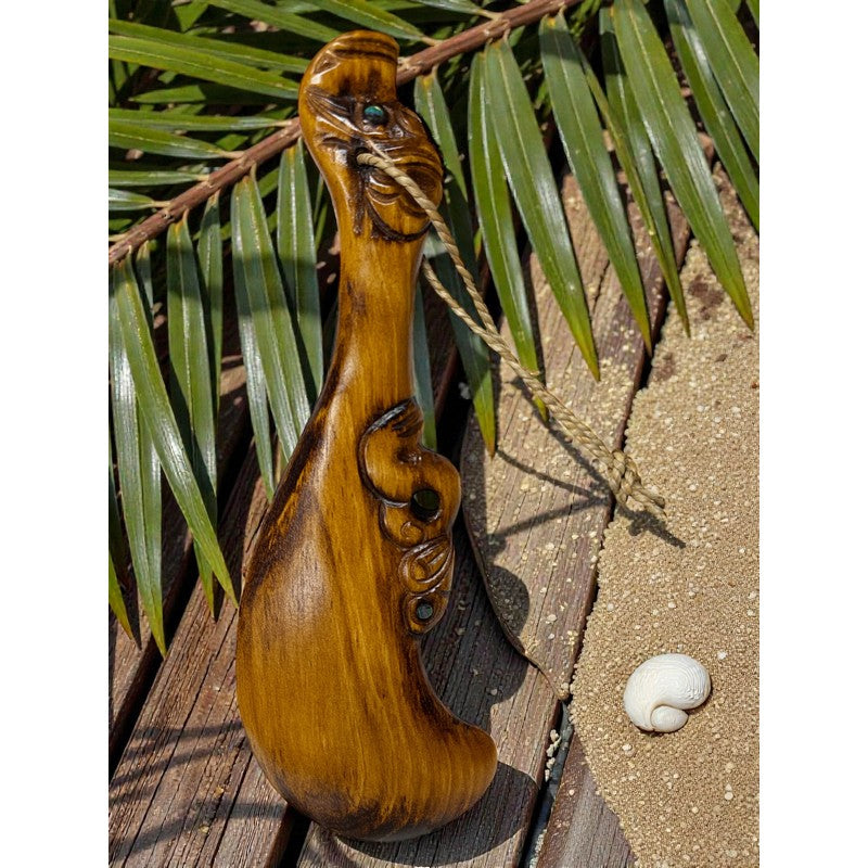 Traditional Carved Wooden Wahaika | Māori Warrior