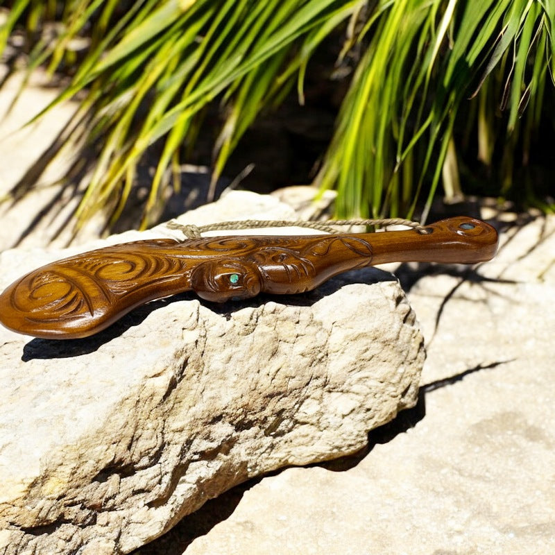 Traditional Wooden Wahaika | Māori Warrior (Natural)