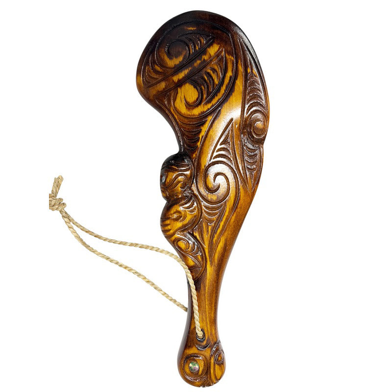 Carved Stained Traditional Wooden Wahaika | Māori Warrior