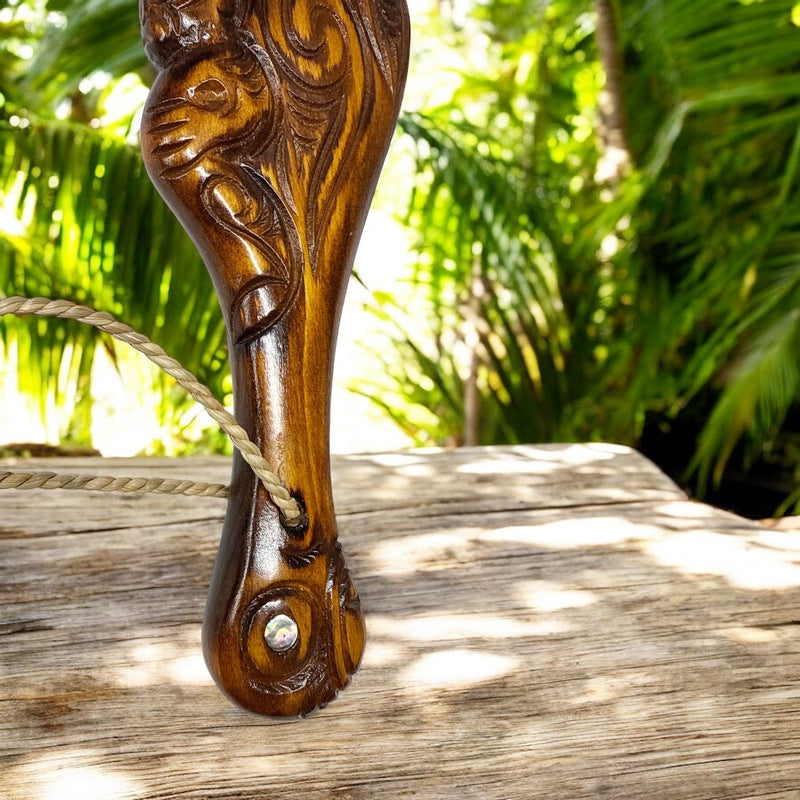 Carved Stained Traditional Wooden Wahaika | Māori Warrior