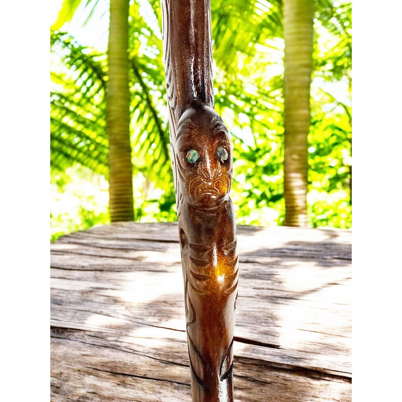 Carved Stained Traditional Wooden Wahaika | Māori Warrior