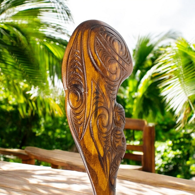 Carved Stained Traditional Wooden Wahaika | Māori Warrior