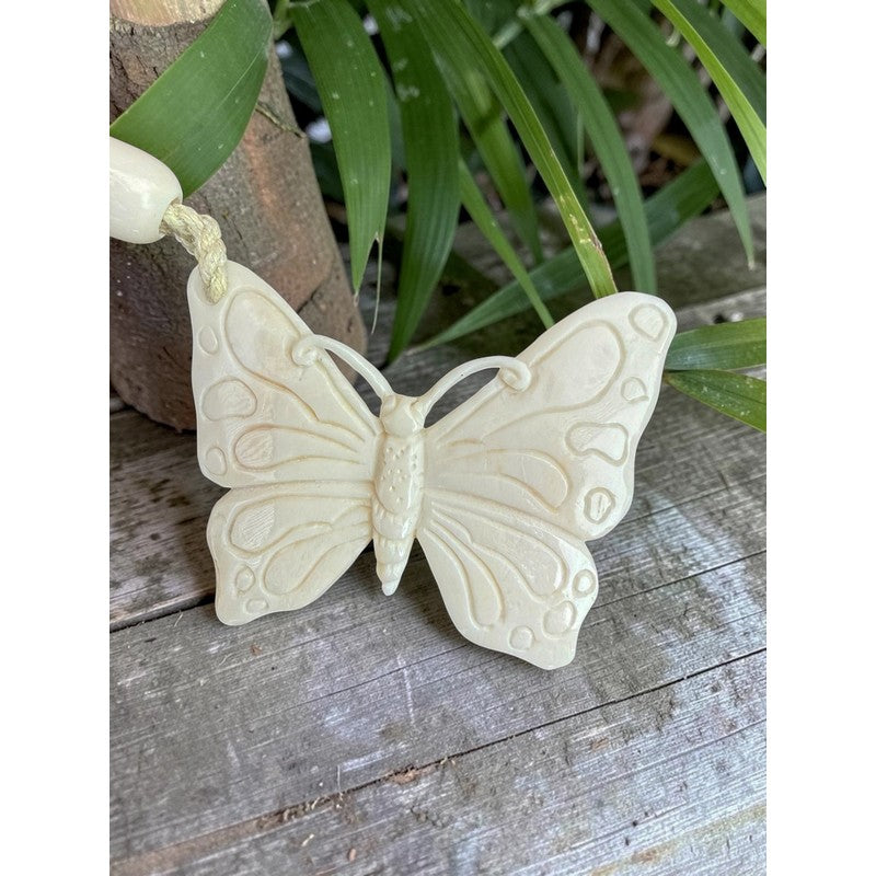 Hand-Carved Bone Butterfly Necklace