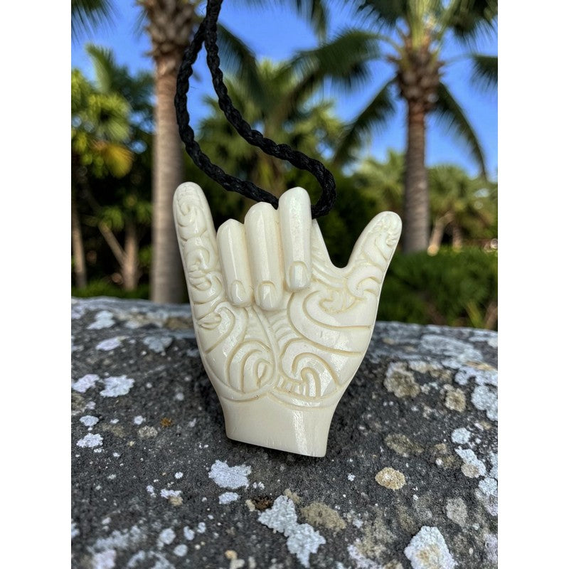 SHAKA Bone Necklace with Polynesian Design