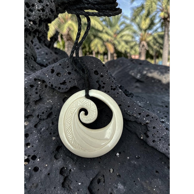 Wave Engraved Bone Necklace