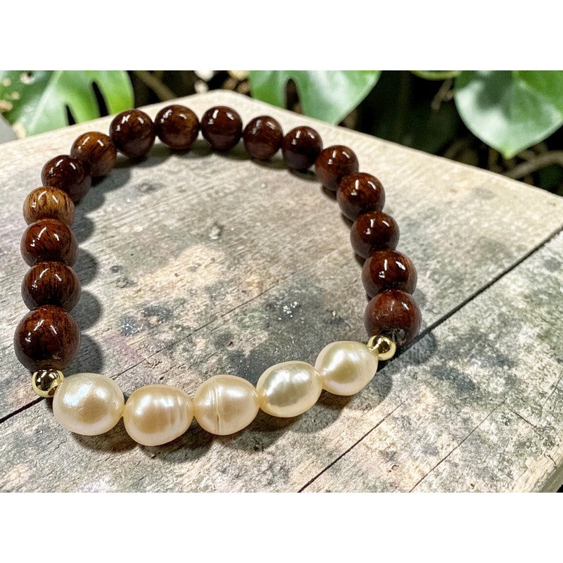 Koa and Blush Freshwater Peals | Bracelet 8mm