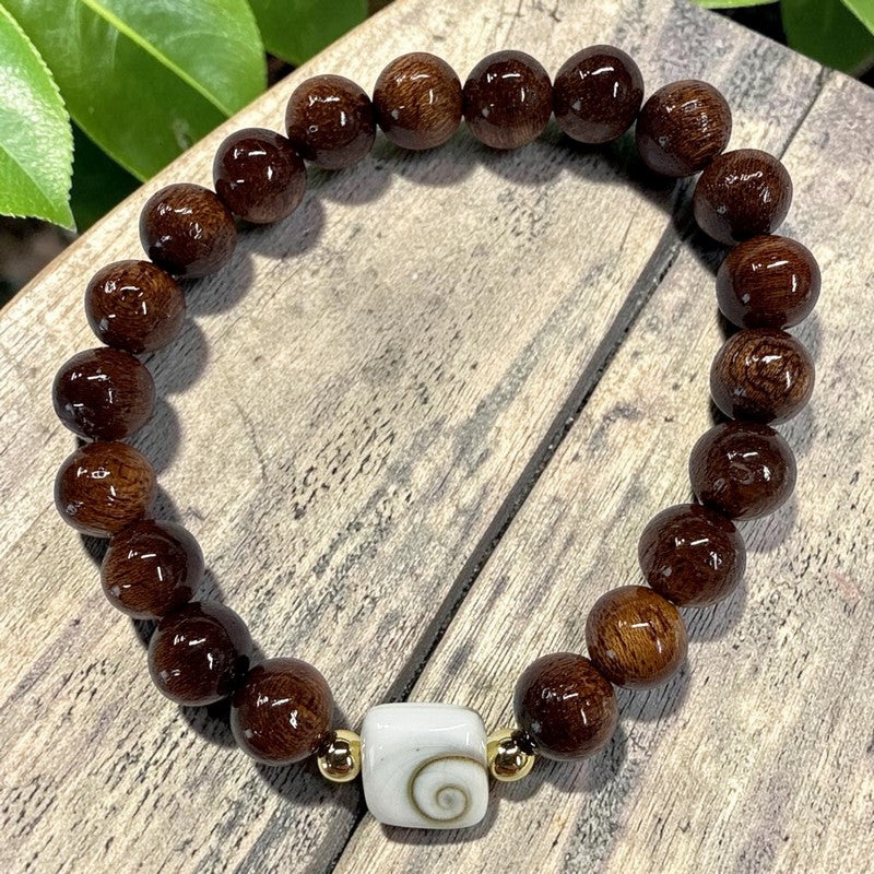 Koa and Shiva Shell Stretch Bracelet 8mm