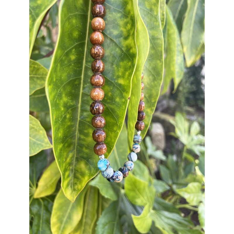 Koa and Sea Sediment Jasper | Necklace 8mm