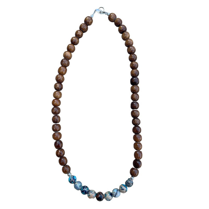 Koa and Sea Sediment Jasper | Necklace 8mm