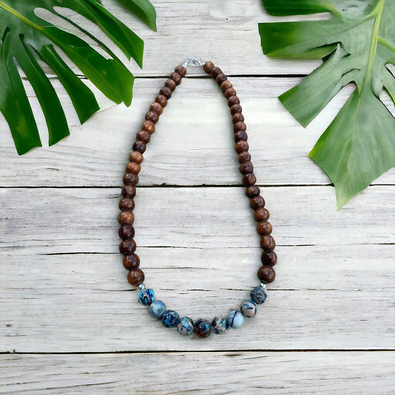 Koa and Sea Sediment Jasper | Necklace 8mm