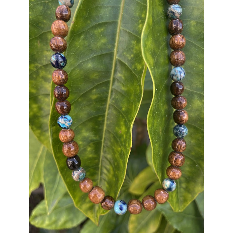 Koa and Sea Sediment Jasper | Necklace 8mm
