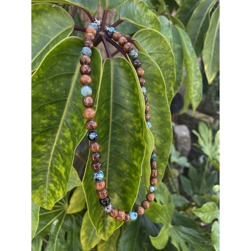 Koa and Sea Sediment Jasper | Necklace 8mm