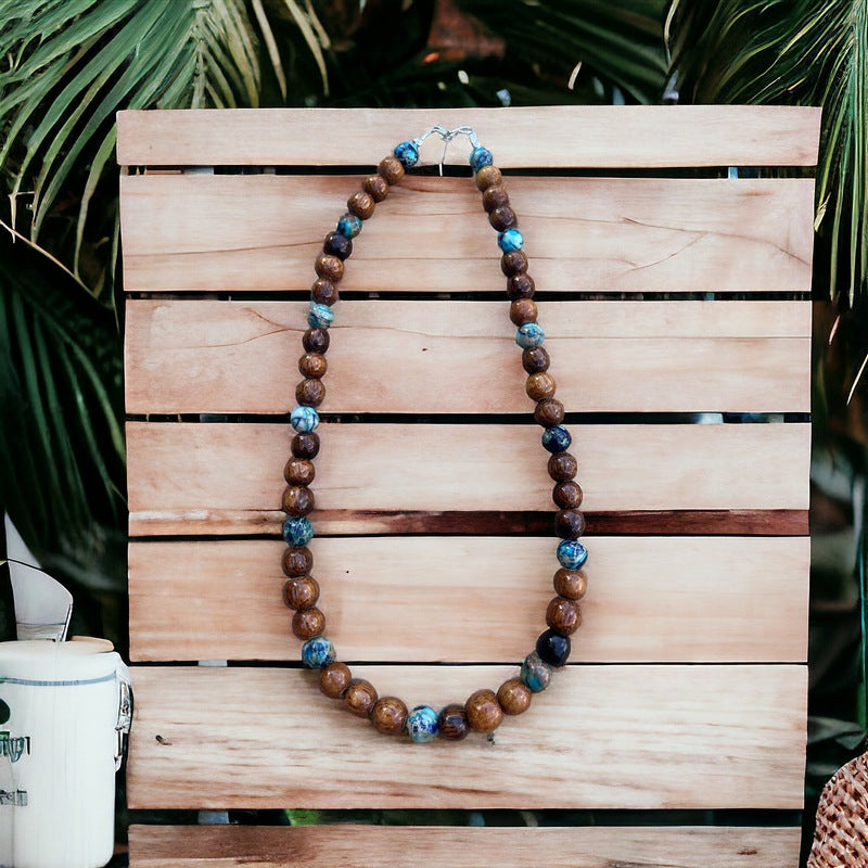 Koa and Sea Sediment Jasper | Necklace 8mm