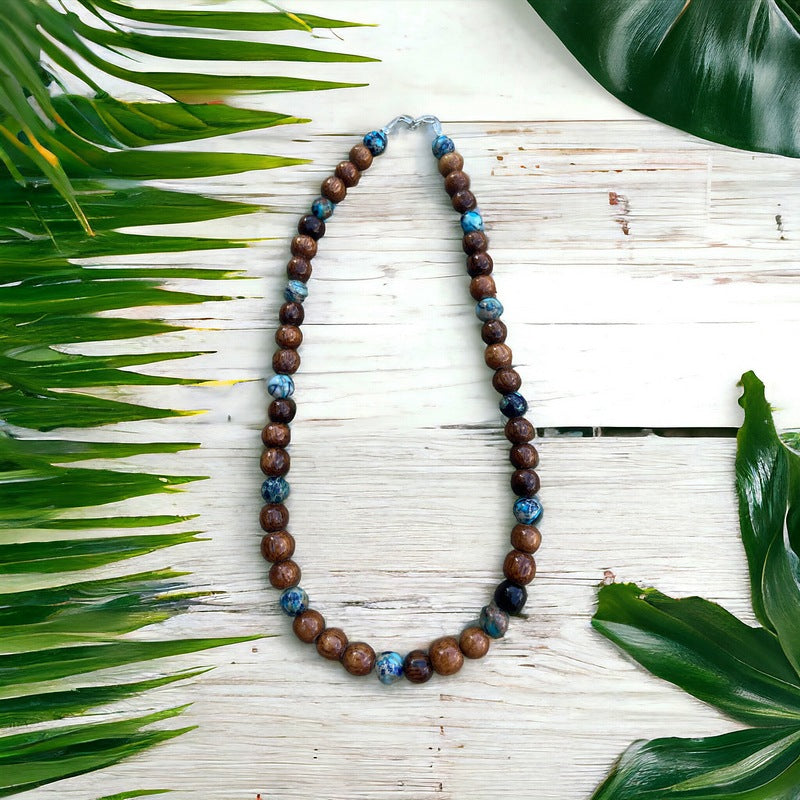 Koa and Sea Sediment Jasper | Necklace 8mm