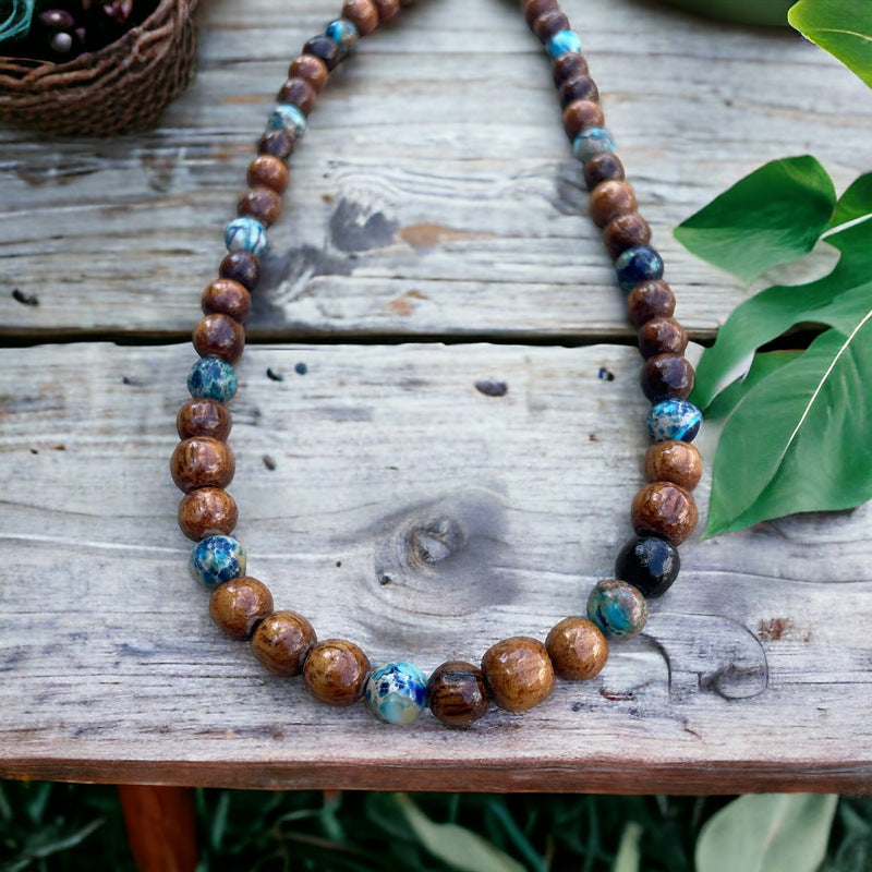 Koa and Sea Sediment Jasper | Necklace 8mm