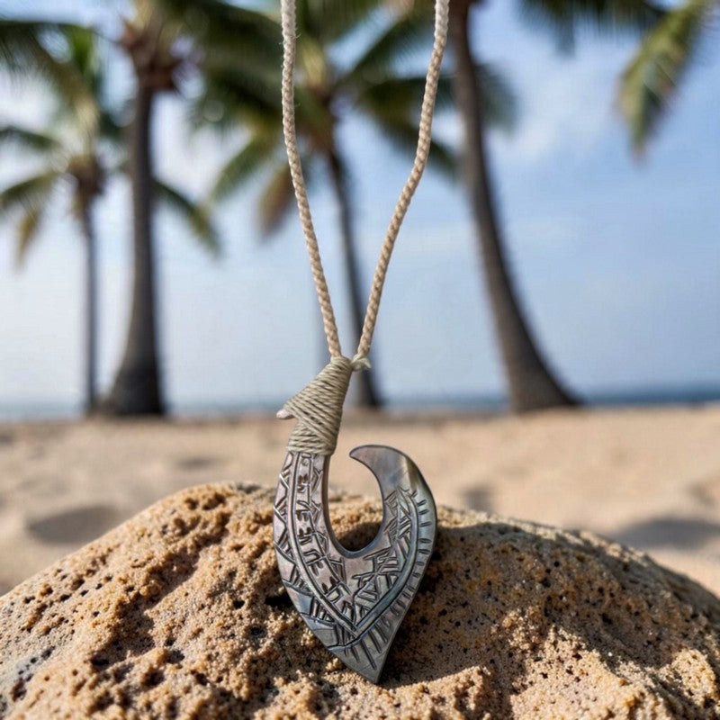 Mother of Pearl Makau (Fish Hook) Necklace Darker