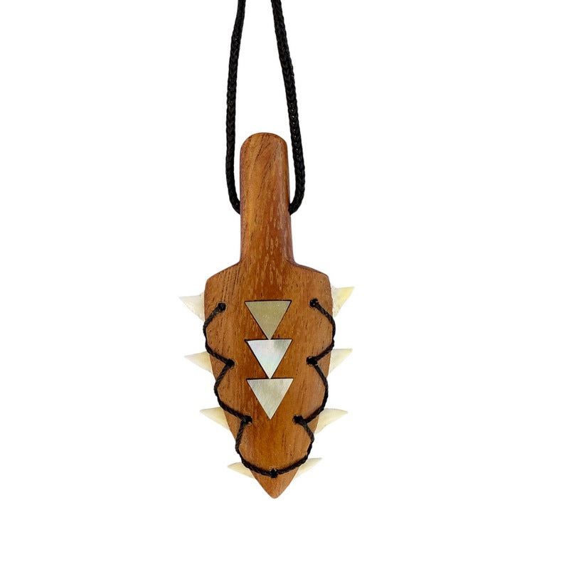 Leiomano Koa Wood w/ Mother of Pearl Necklace