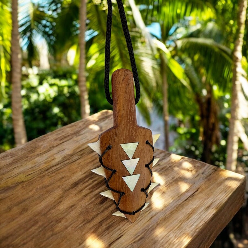 Leiomano Koa Wood w/ Mother of Pearl Necklace