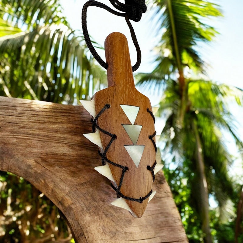 Leiomano Koa Wood w/ Mother of Pearl Necklace