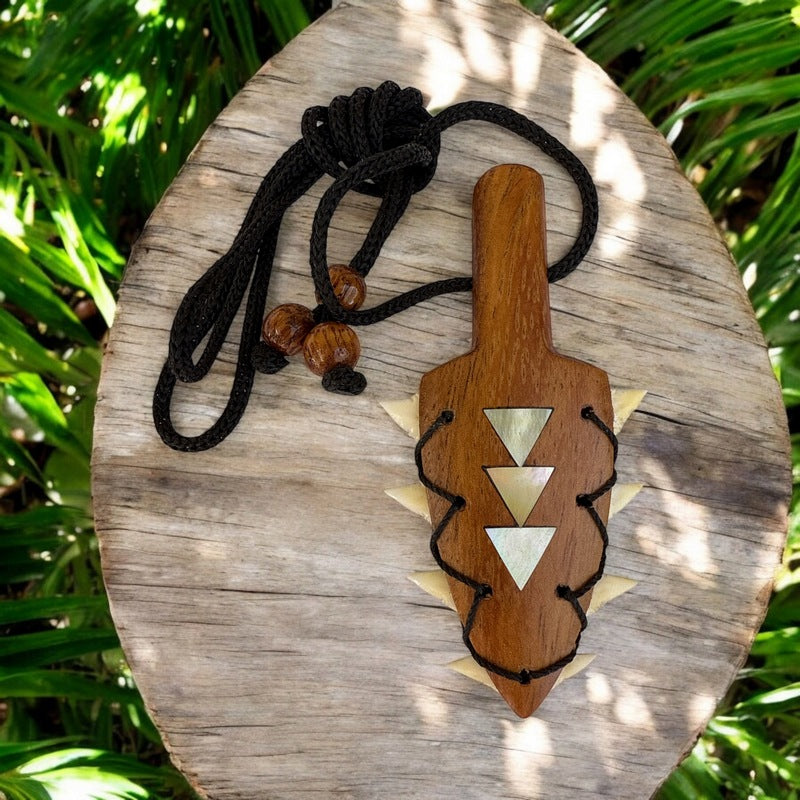 Leiomano Koa Wood w/ Mother of Pearl Necklace