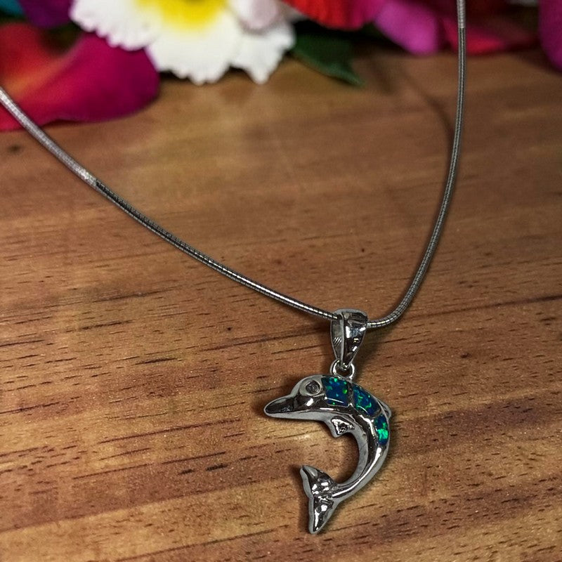 Dolphin with Blue Opal Necklace