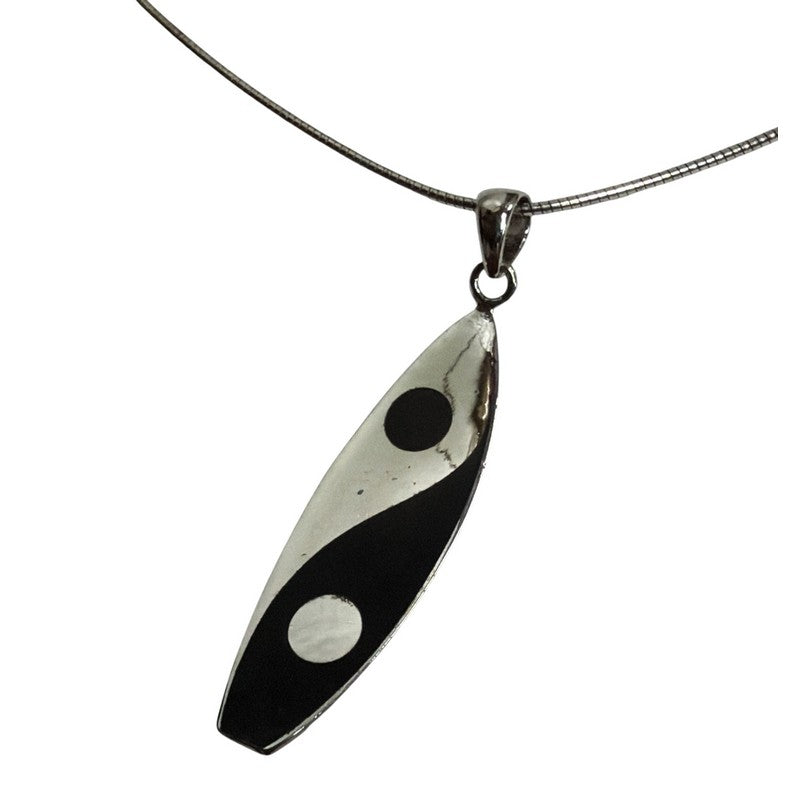 Yin Yang Sterling Silver Surfboard Necklace