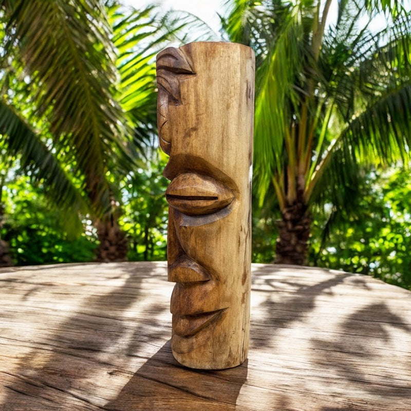 Ho'okipa Hawaiian Totem | Natural Wood 20"