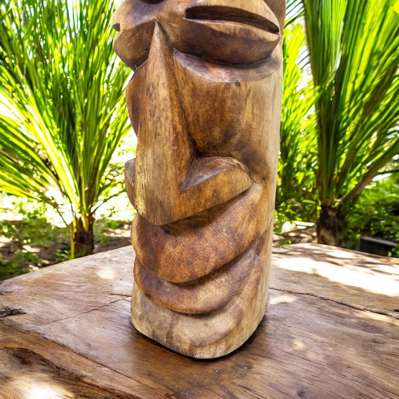 Ho'okipa Hawaiian Totem | Natural Wood 20"
