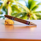 Curly Koa Wood Pen | Purple Accents