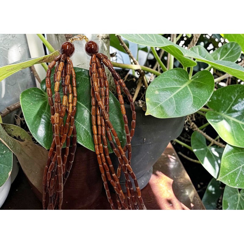 7 Strand Koa Rice Bead Necklace