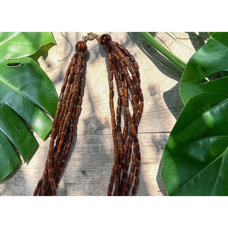 7 Strand Koa Rice Bead Necklace