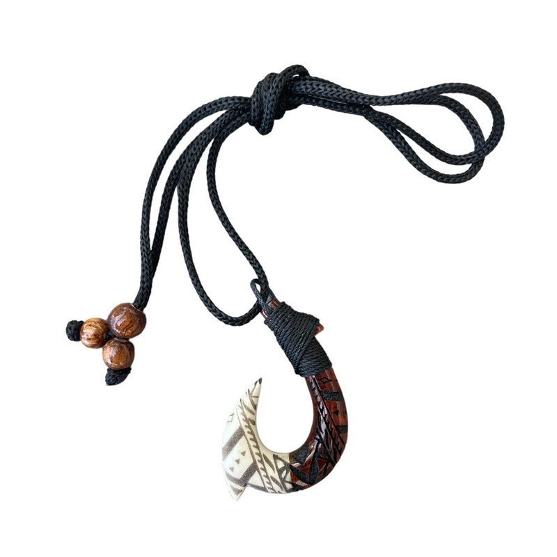 Hawaiian Koa and Bone Makau with Engravings