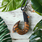 Hawaiian Koa Makau with Engravings | Large Fish Hook