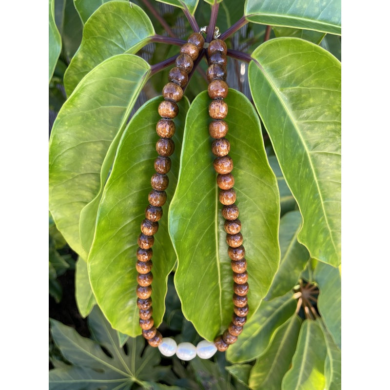 Koa and Large Baroque Fresh Water Pearls | Necklace 18"
