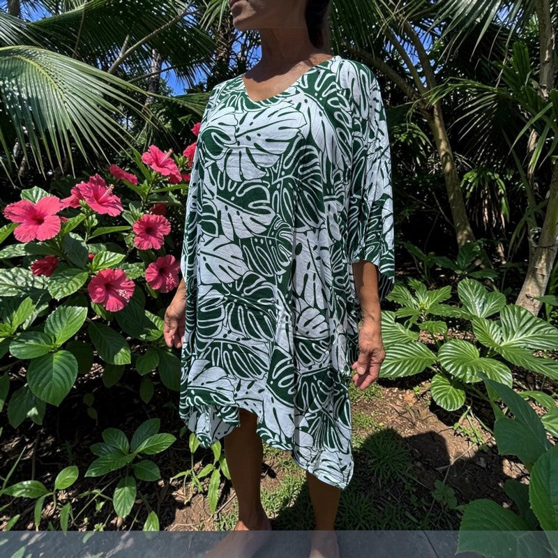 Beach Cover-Up | Monstera Leaves GREEN