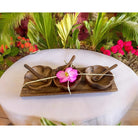 Acacia Wood Hibiscus Condiment Set