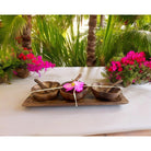 Acacia Wood Hibiscus Condiment Set