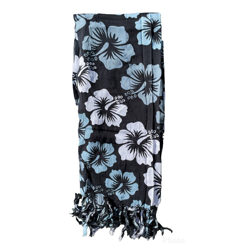 Beach Cover-Up | Hawaiian Hibiscus Flowers BLACK
