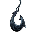Black Jade Fish Hook Necklace