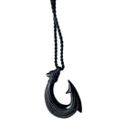 Black Jade Fish Hook Necklace