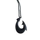 Black Jade Fish Hook Necklace