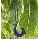 Black Jade Fish Hook Necklace