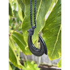 Black Jade Fish Hook Necklace