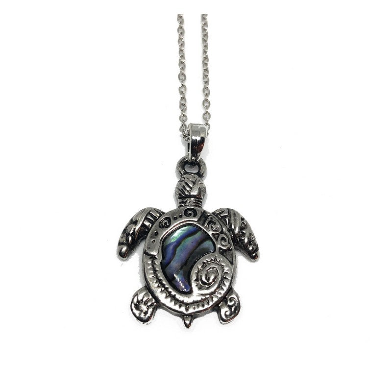 Hawaiian Honu Necklace with Paua Shell Inlay