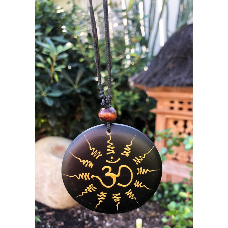 Om Circle Wooden Necklace