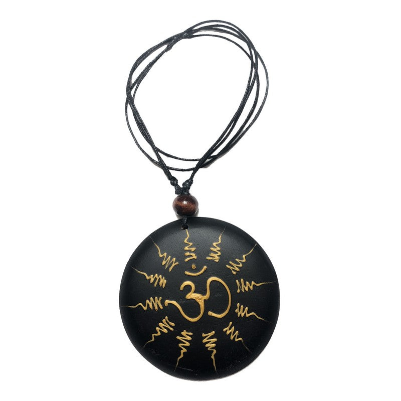 Om Circle Wooden Necklace