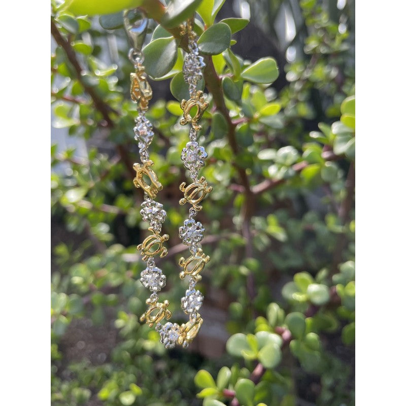 Two Tone Hibiscus & Honu Bracelet