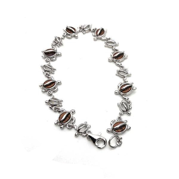 Koa Wood and Sterling Silver Honu Bracelet